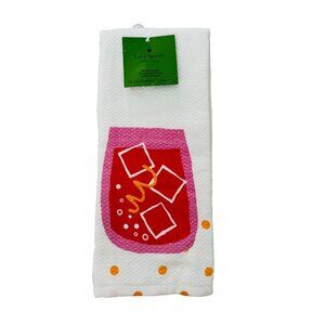 Kate Spade Kitchen Dish Towels Rum Punch Drink 100% Cotton White Set of 2